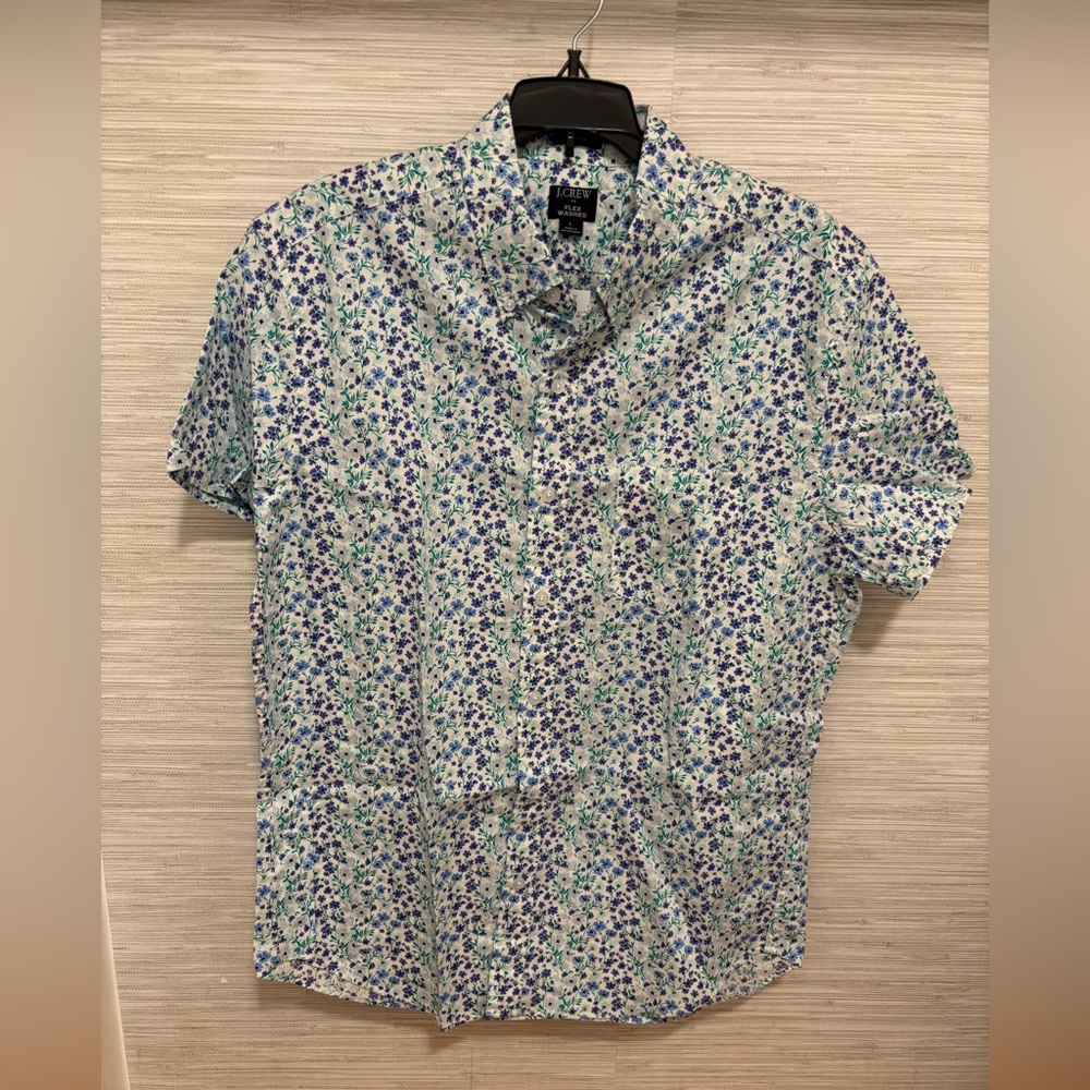 JCrew Factory blue green floral men’s shirt Large